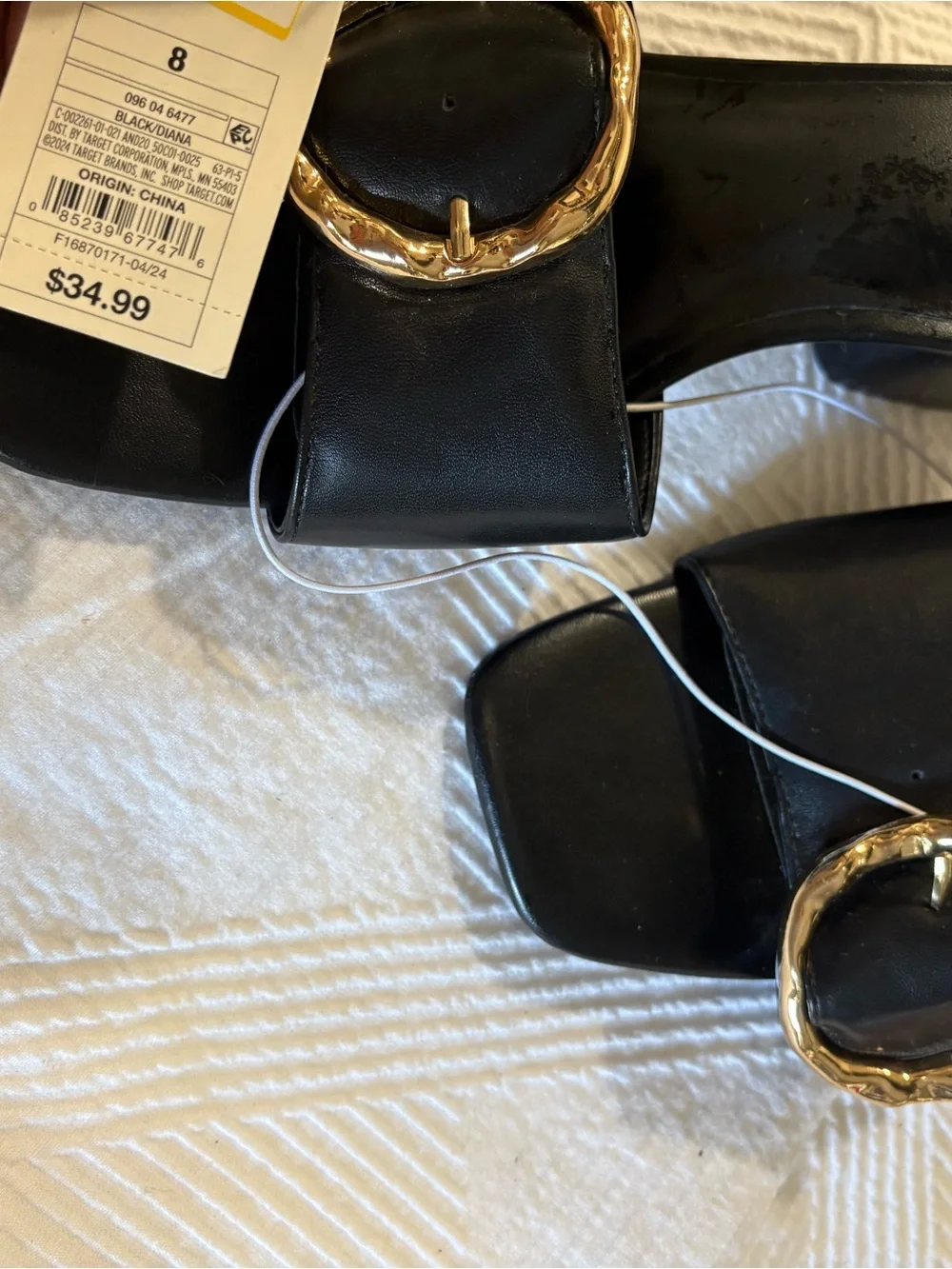 Kitten black heels NEW gold buckle